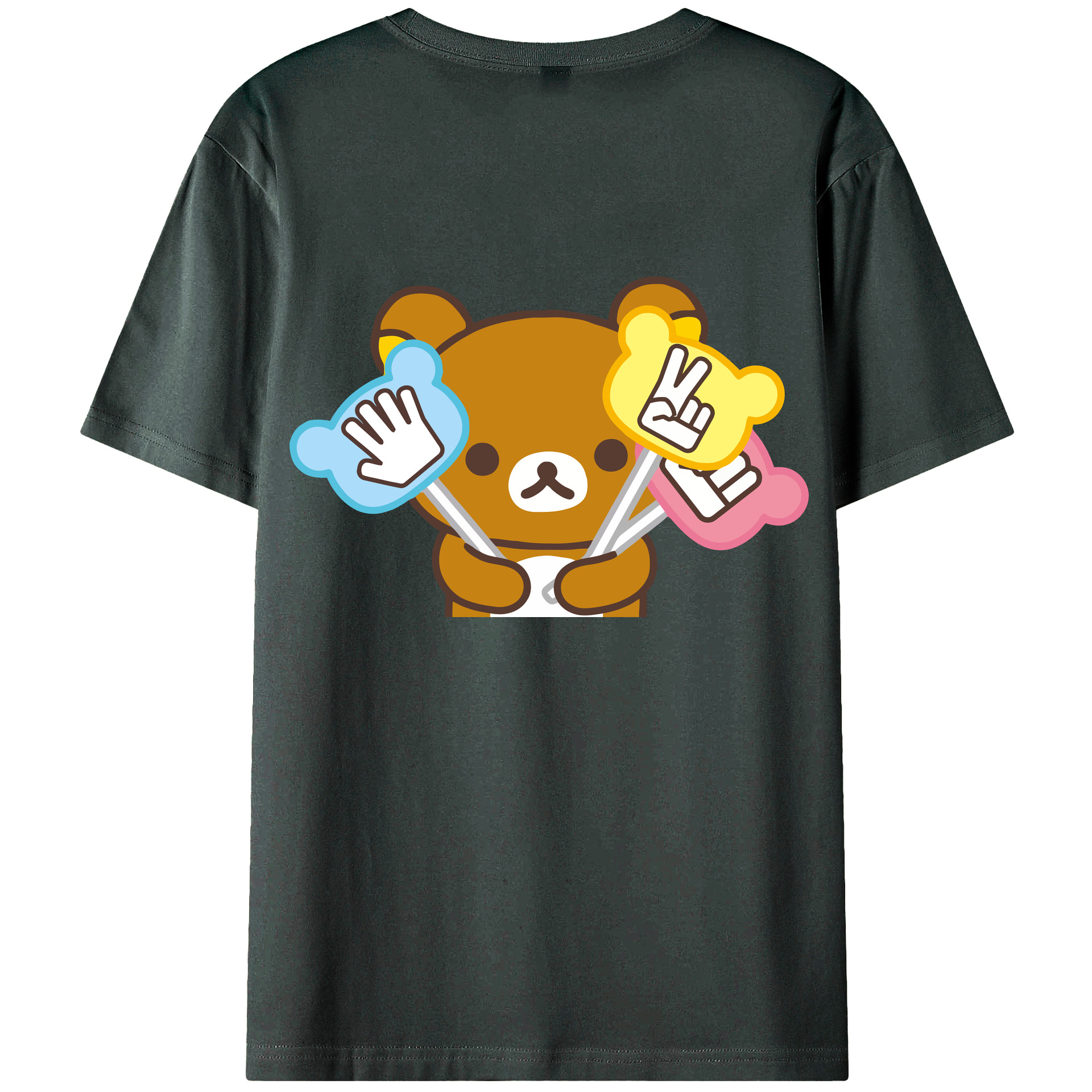 （画像用） リラックマ リラックマ キイロイトリ Rilakkuma Korilakkuma Kiiroitori 綿100％ メンズ半袖Tシャツ（バックプリント） 通気性